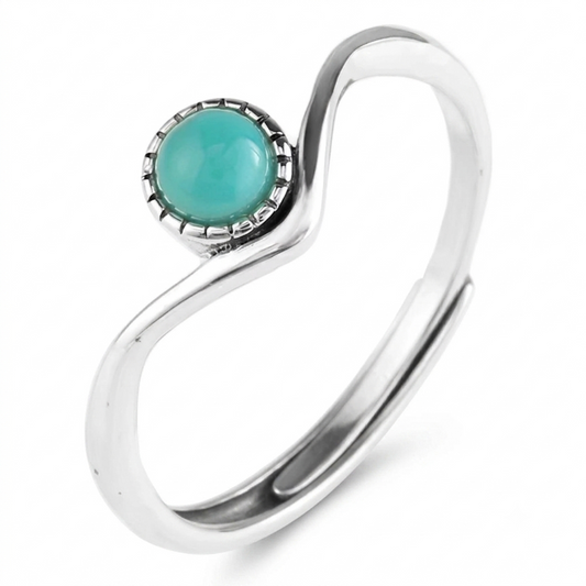 925 Sterling Silver V Shape Adjustable Turquoise Ring for Women
