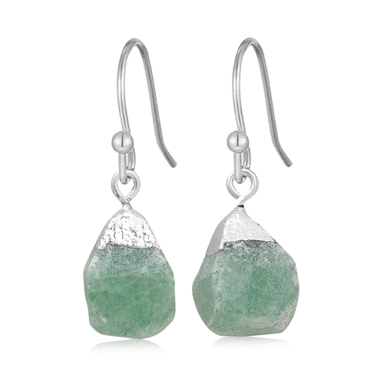 Raw Natural Stone Drop Earrings – 925 Sterling Silver