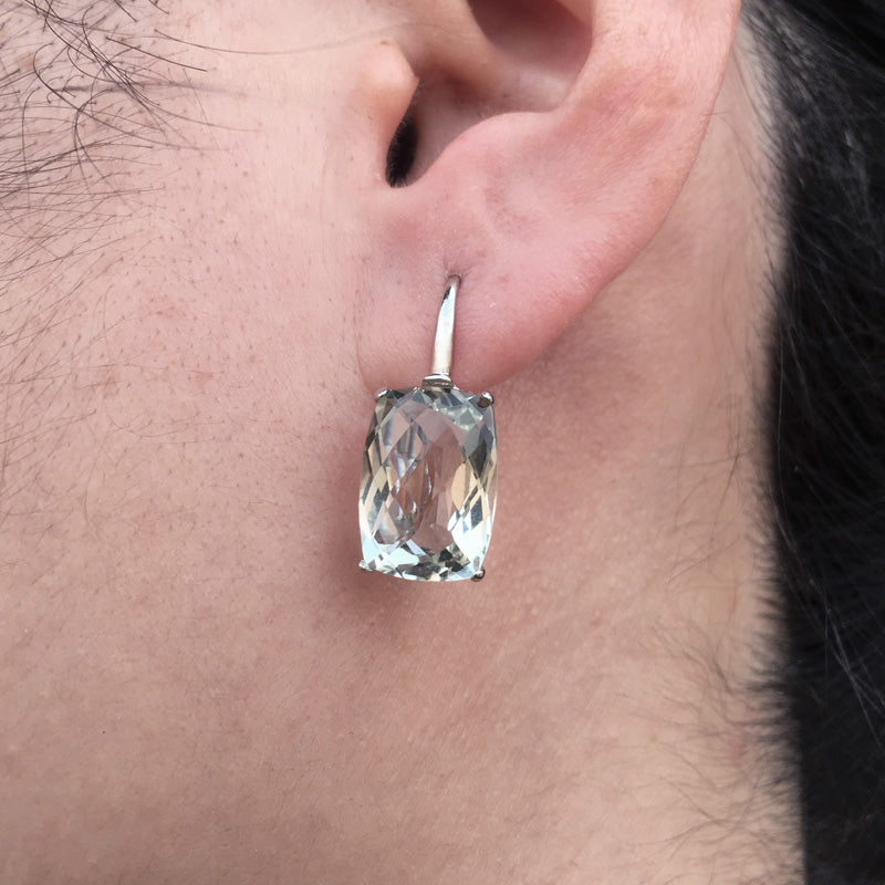 Natural Green Amethyst Earrings 925 Sterling Silver Women's Earrings | Lumina Pietra