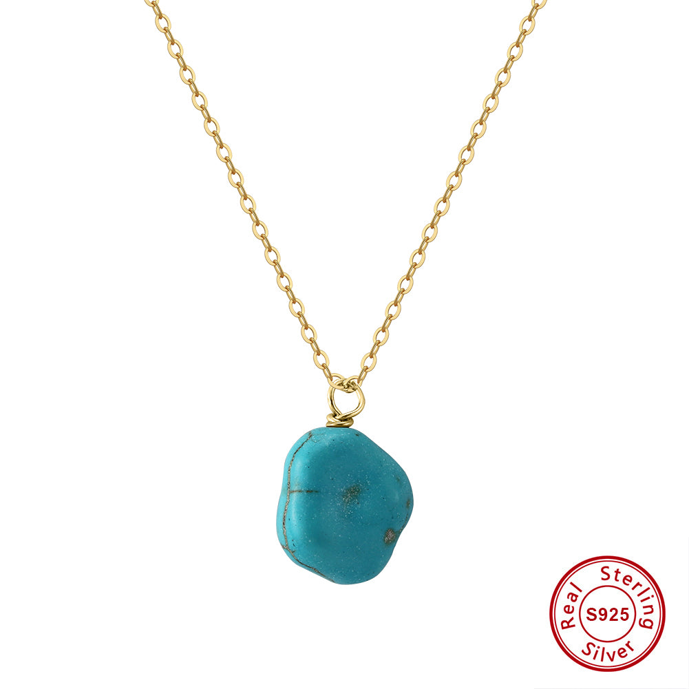 Handmade Vintage Turquoise Necklace in 925 Sterling Silver