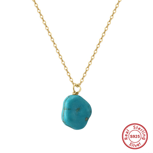 Handmade Vintage Turquoise Necklace in 925 Sterling Silver