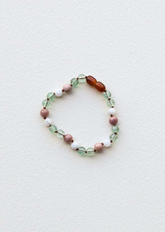 Fluorite + Moonstone + Rhodonite | Natural Gemstone Anklet or Bracelet