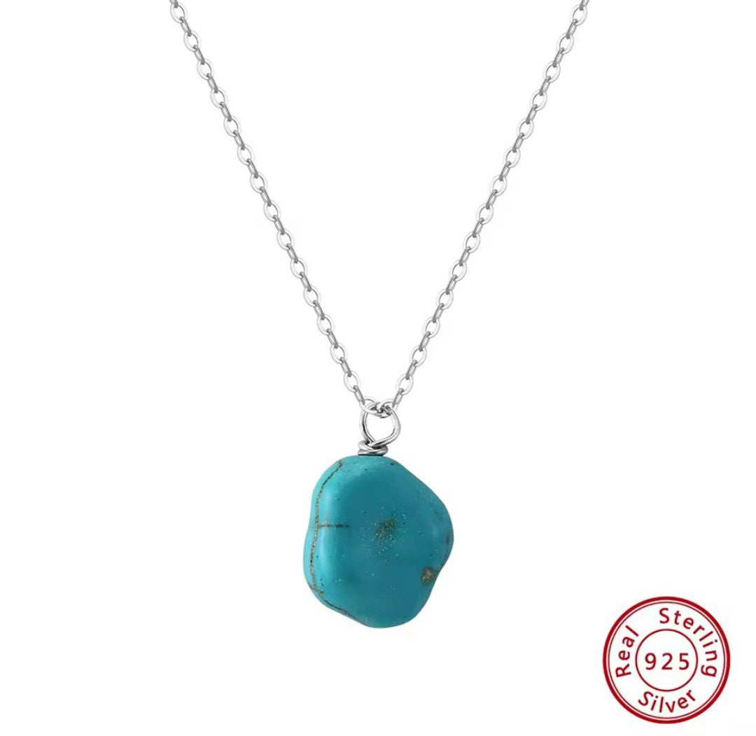 Handmade Vintage Turquoise Necklace in 925 Sterling Silver