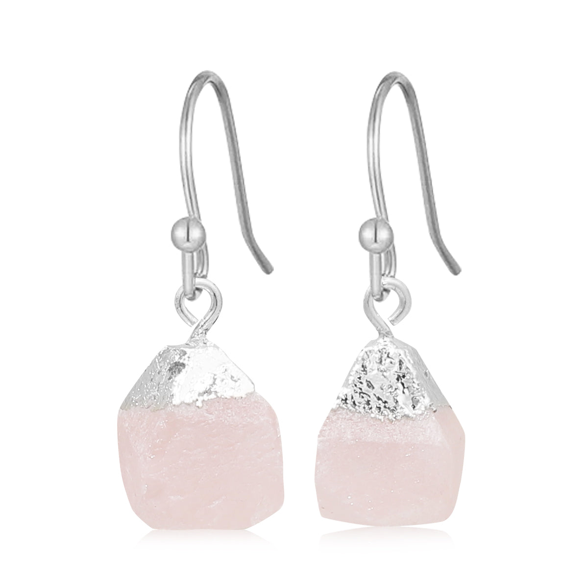 Raw Natural Stone Drop Earrings – 925 Sterling Silver