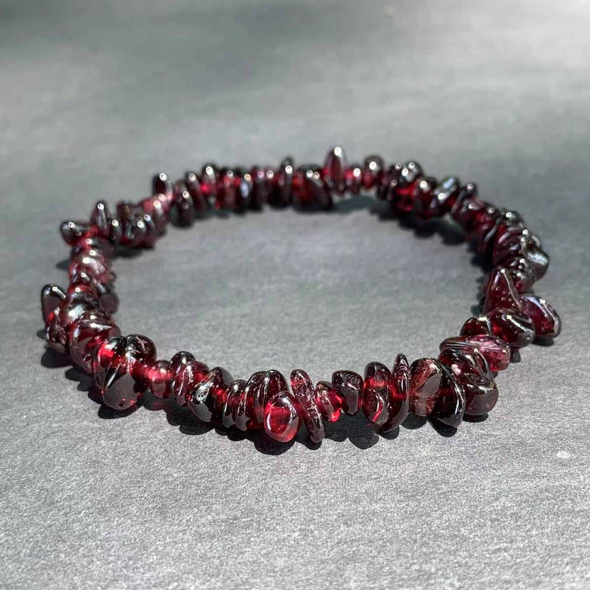 Natural Garnet Beaded Stretch Bracelet