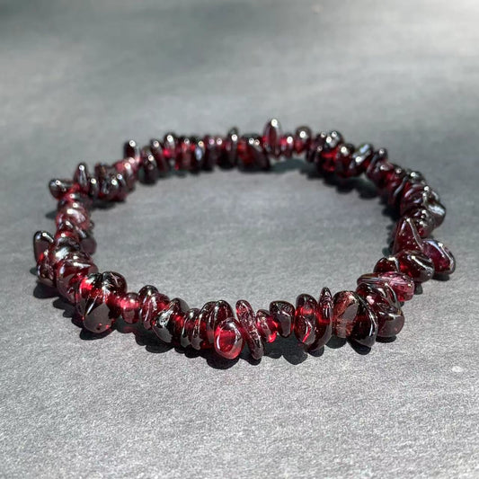 Natural Garnet Beaded Stretch Bracelet