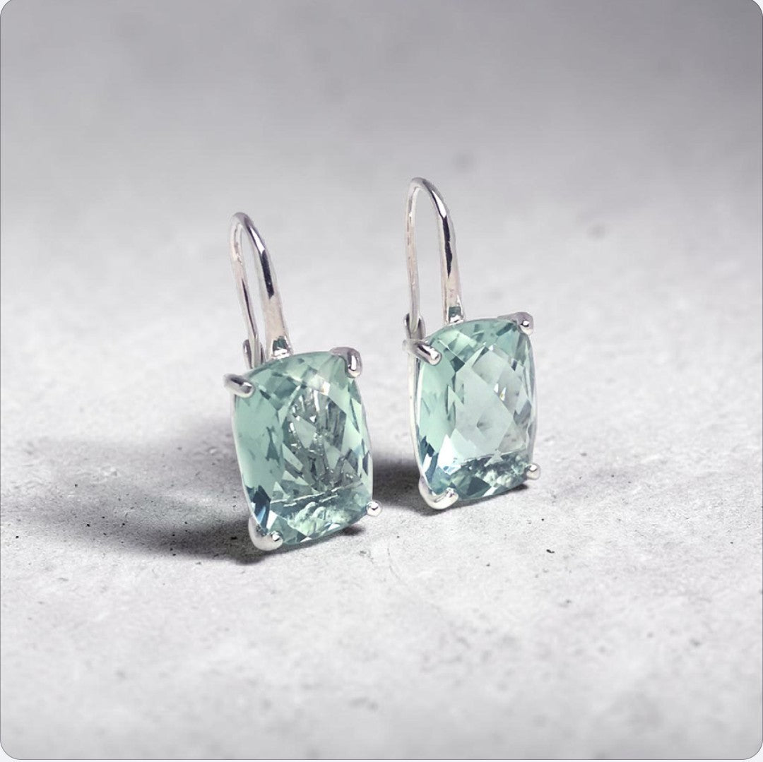 Natural Green Amethyst Earrings 925 Sterling Silver Women's Earrings |  Lumina Pietra