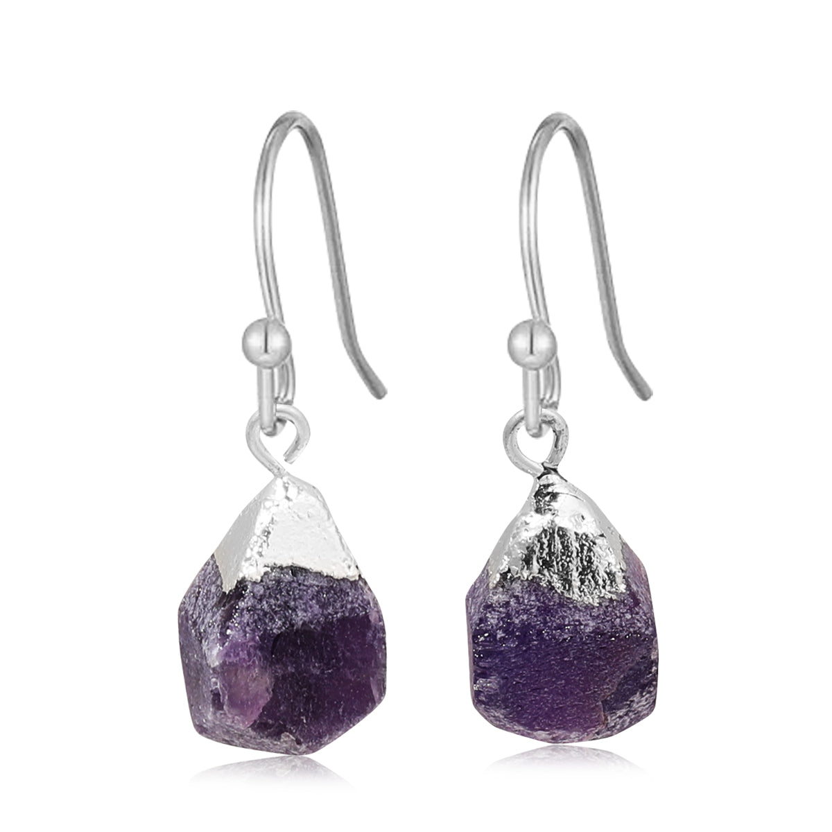 Raw Natural Stone Drop Earrings – 925 Sterling Silver