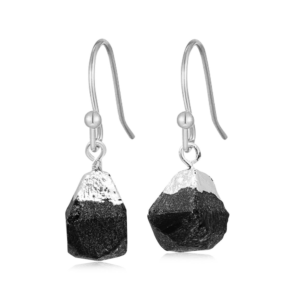 Raw Natural Stone Drop Earrings – 925 Sterling Silver