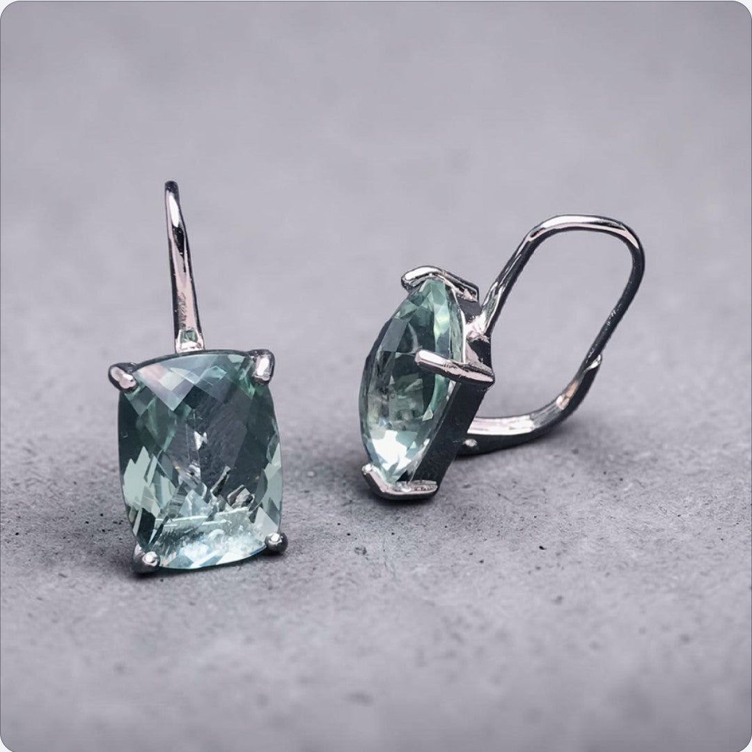 Natural Green Amethyst Earrings 925 Sterling Silver Women's Earrings |  Lumina Pietra