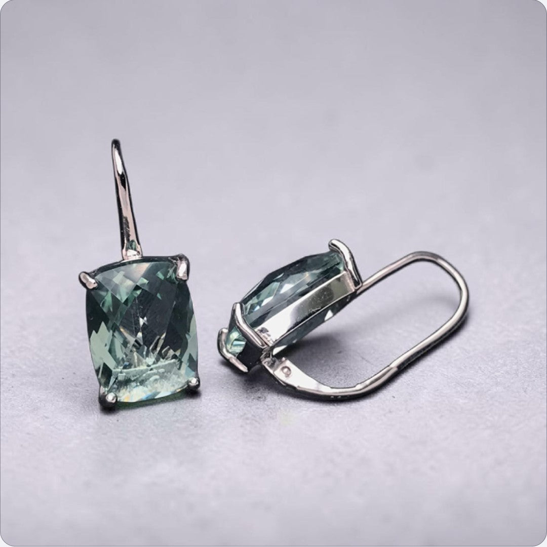 Natural Green Amethyst Earrings 925 Sterling Silver Women's Earrings |  Lumina Pietra