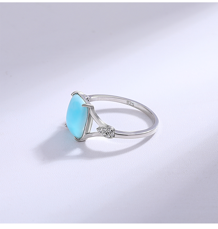 Lumina Pietra Larimar Ring - 925 Sterling Silver, Natural Stone
