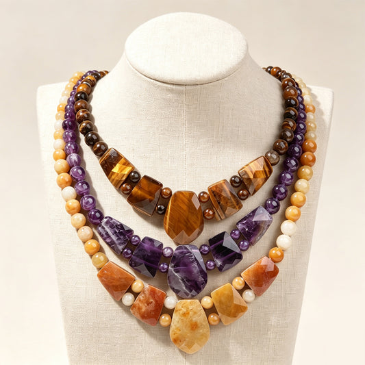 Lumina Pietra Natural Stone Necklace | Handmade Boho Collection