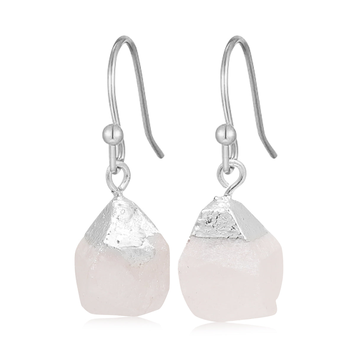 Raw Natural Stone Drop Earrings – 925 Sterling Silver