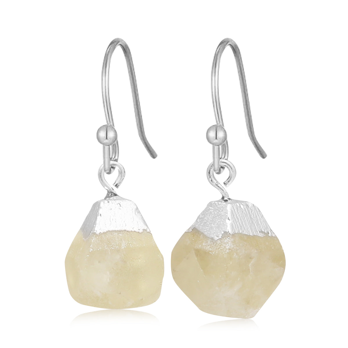 Raw Natural Stone Drop Earrings – 925 Sterling Silver