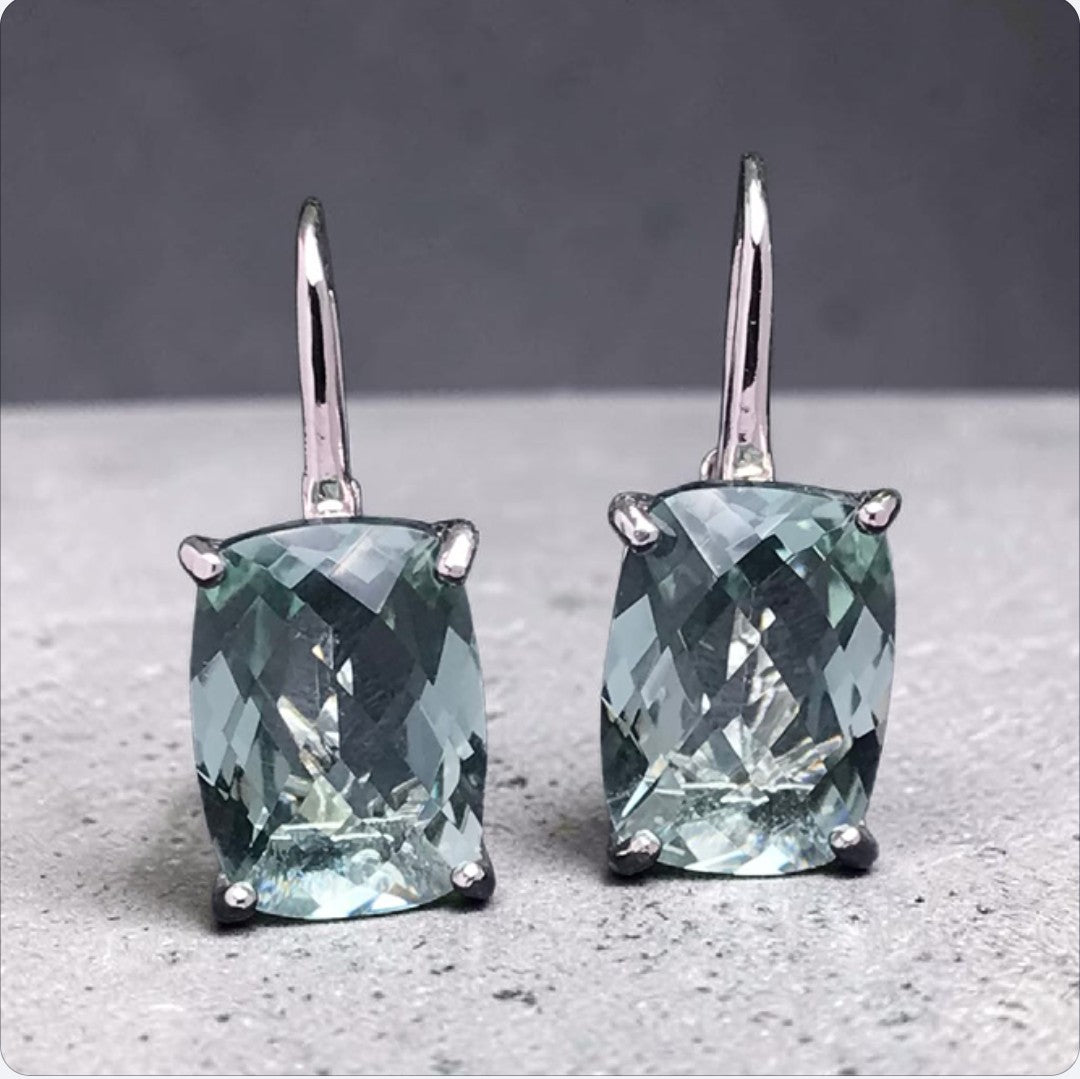 Natural Green Amethyst Earrings 925 Sterling Silver Women's Earrings |  Lumina Pietra