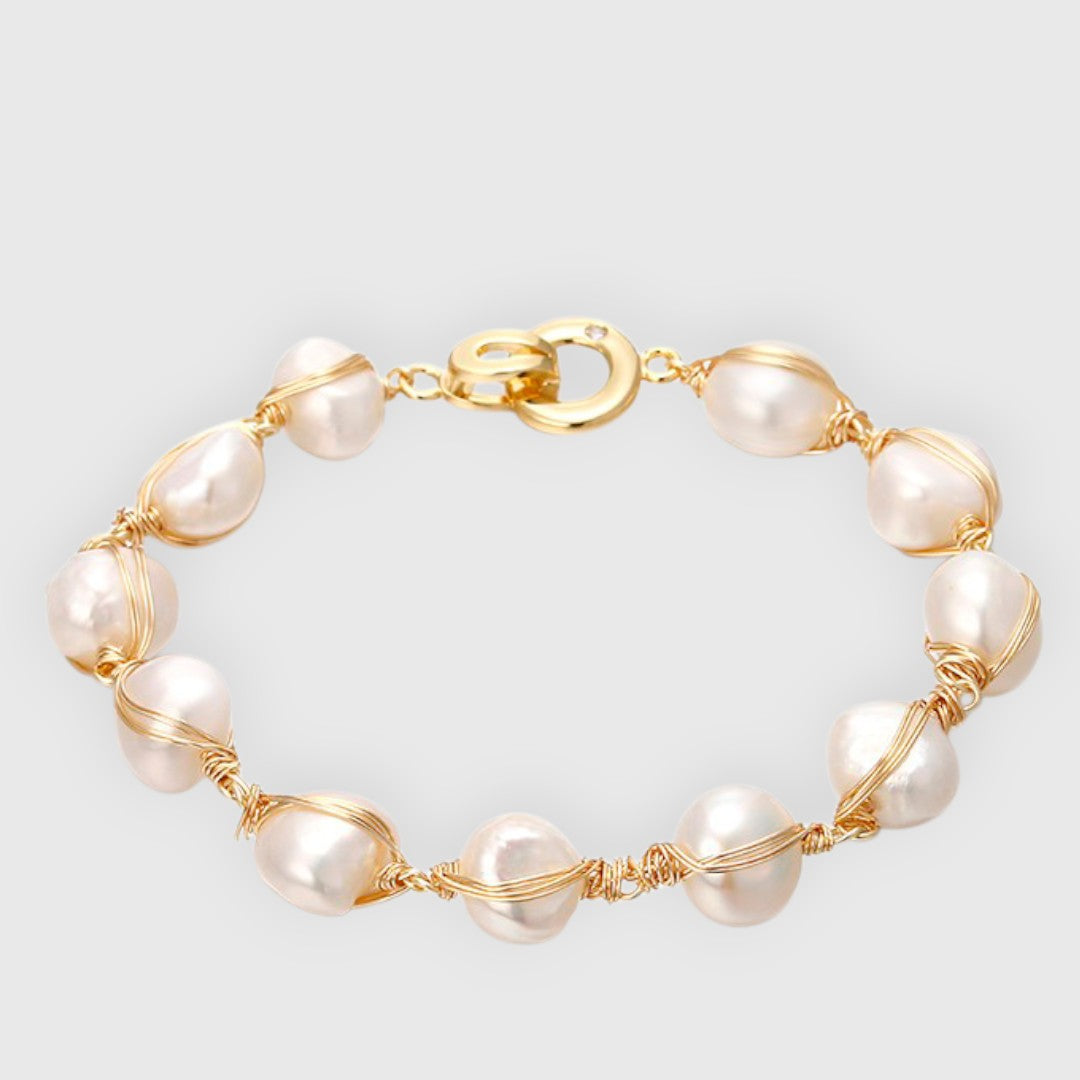 Natural Baroque Freshwater Pearl Bracelet 14K Gold Filled Handmade Women’s Bracelet