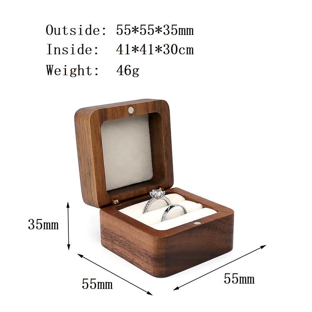 Premium Black Walnut Solid Ring Box |  Vintage Wooden Ring Holder