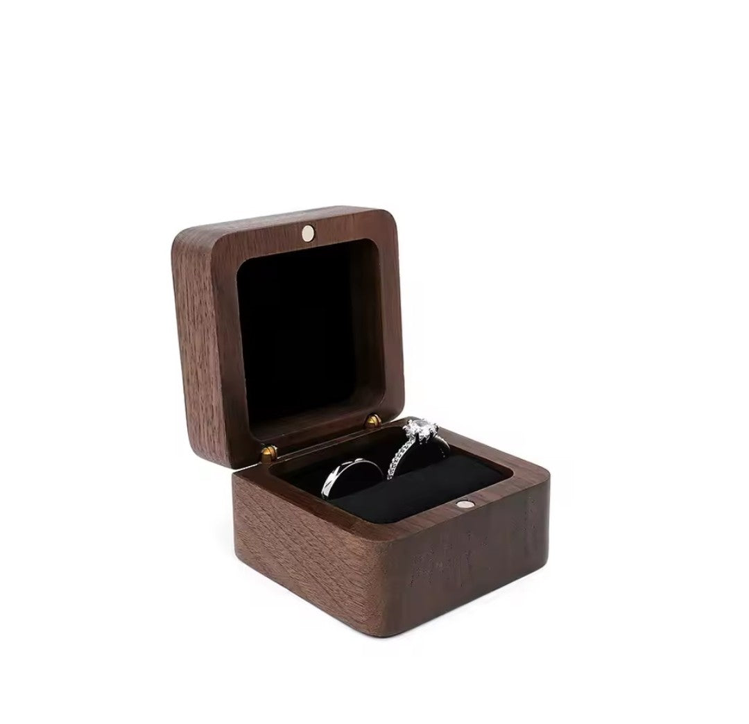 Premium Black Walnut Solid Ring Box |  Vintage Wooden Ring Holder