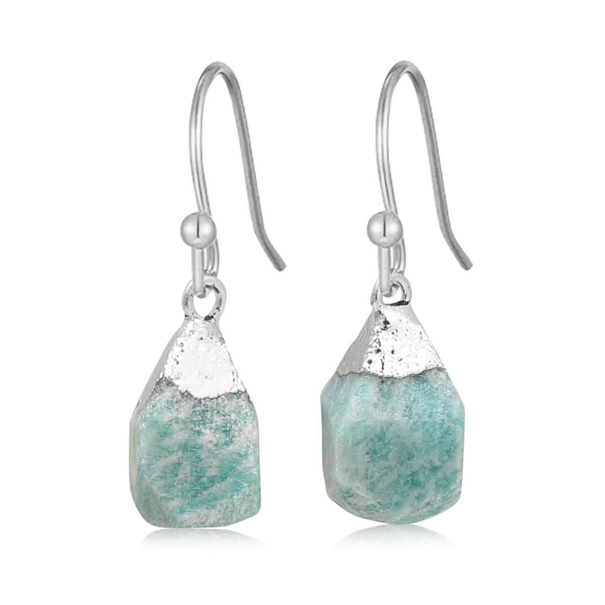 Raw Natural Stone Drop Earrings – 925 Sterling Silver