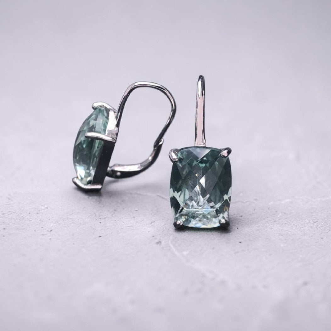Natural Green Amethyst Earrings 925 Sterling Silver Women's Earrings |  Lumina Pietra